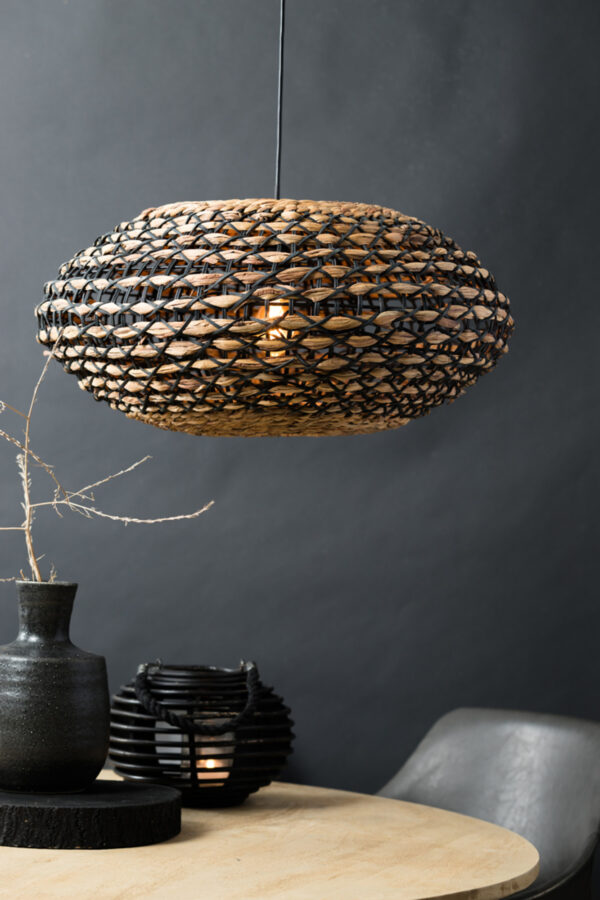 Zwart gevlochten rieten hanglamp Light & Living Tripoli - Ø 60 cm - Image 4