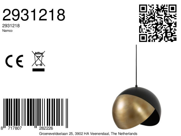 Zwart-gouden hanglamp met geometrisch design Light & Living Namco - Ø 30 cm - Image 6