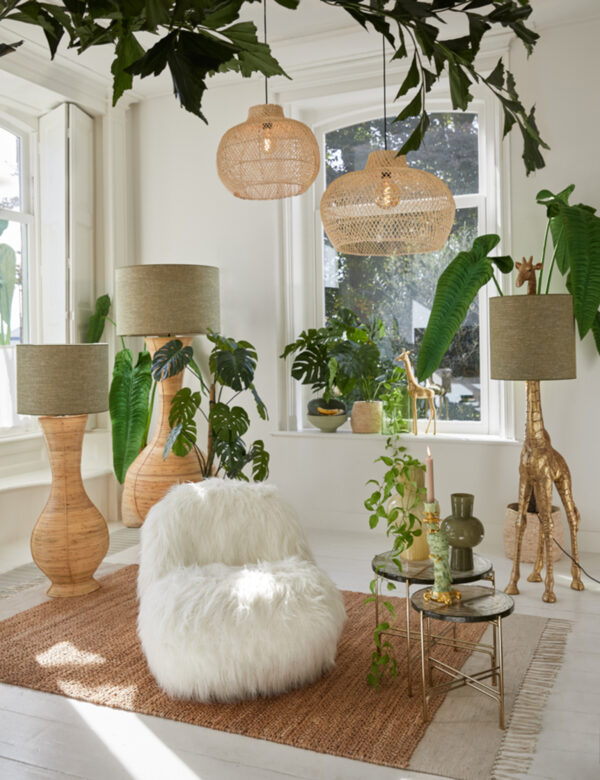 Rotan vaasvormige vloerlamp naturel Light & Living Bupak - H 145 cm - Image 4