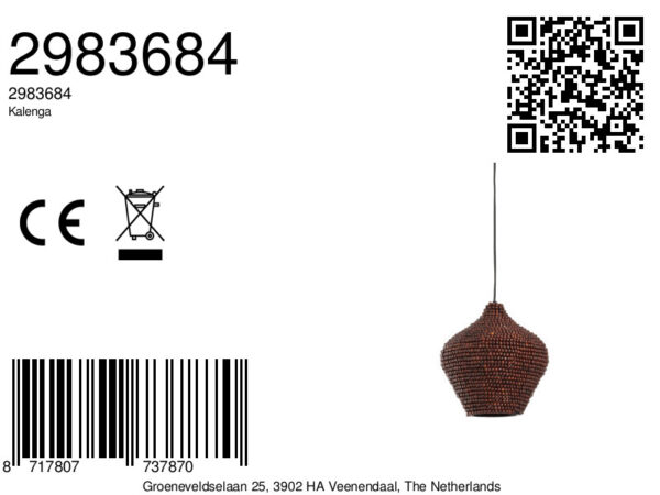 Bruine rotan hanglamp met kralen Light & Living Kalenga - Ø 28 cm - Image 7