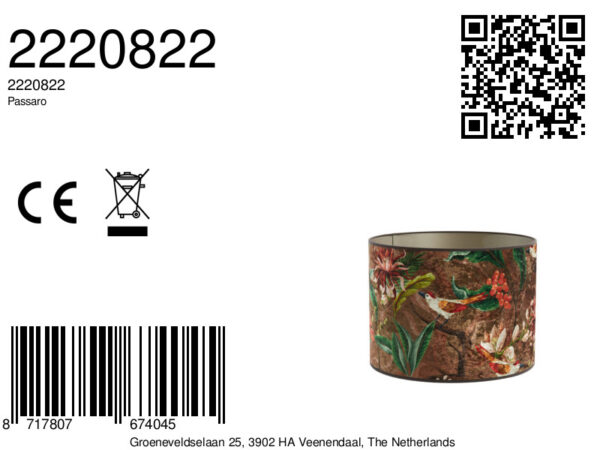 Dierenprint lampenkap met bloemen Light & Living Passaro - Ø 20 cm - Image 8