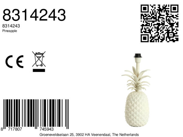 Ananas lampvoet pastel wit Light & Living Pineapple - H 42 cm - Image 8