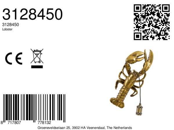 Gouden kreeft lampenkapontwerp Light & Living Lobster - H 50,5 cm - Image 7