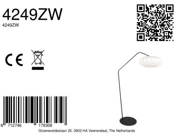 Geknikte zwarte booglamp linnen kap Anne Lighting ZigZag - Image 14