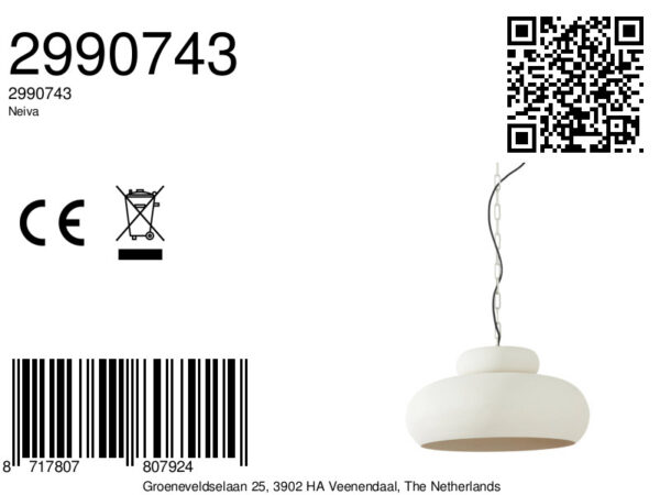 Moderne witte hanglamp minimalistisch Light & Living Neiva - Ø 46 cm - Image 6