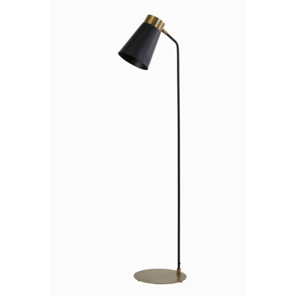 Zwarte vloerlamp met kegelkap vintage Light & Living Braja - H 143 cm