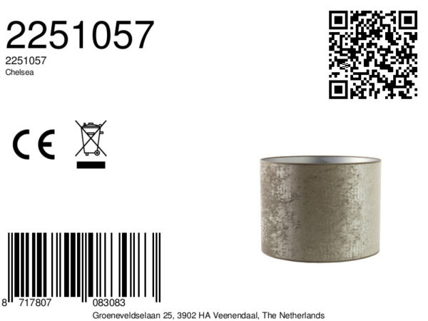 Stoffen lampenkap zilver cilindervormig Light & Living Chelsea - Ø 50 cm - Image 8
