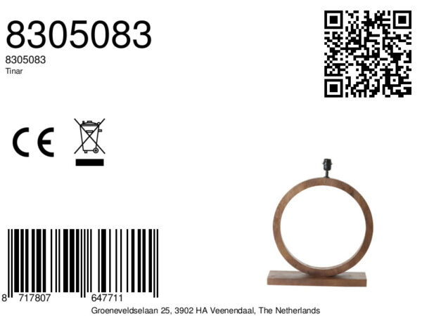 Klassieke houten lampenvoet circular Light & Living Tinar - H 64 cm - Image 6