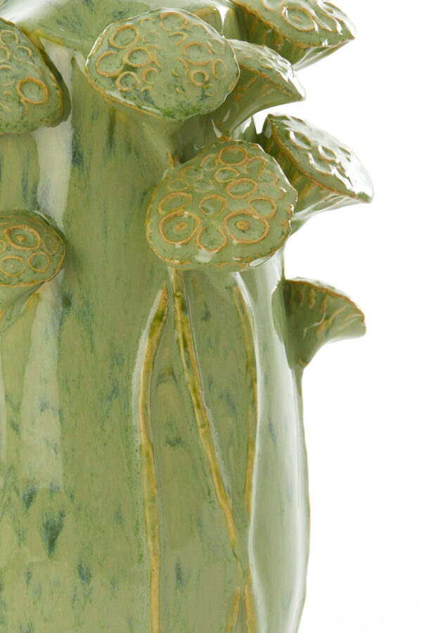 Groene keramische lampenvoet bloemen Light & Living Lavci - H 36,5 cm - Image 4