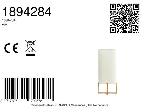 Tafellamp met rechthoekige lampenkap wit linnen Light & Living Wyn - H 50,5 cm - Image 7