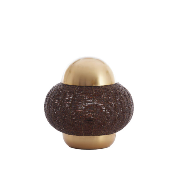 Tafellamp goud met bruine kralen Light & Living Cetara - H 33 cm