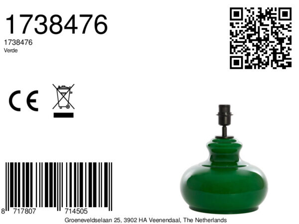 Groene lampenvoet glanzend Light & Living Verde - H 33 cm - Image 8