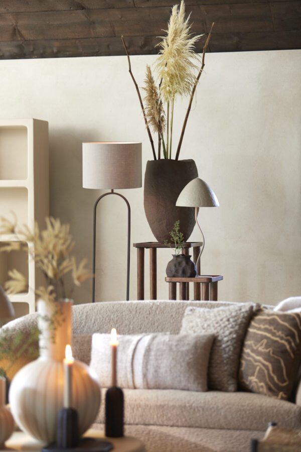Beige cilindervormige stof lampenkap Light & Living Dark Linen - Ø 40 cm - Image 4