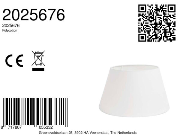 Witte lampenkap stoffen kegelvormig Light & Living Polycotton - Ø 18 cm - Image 3