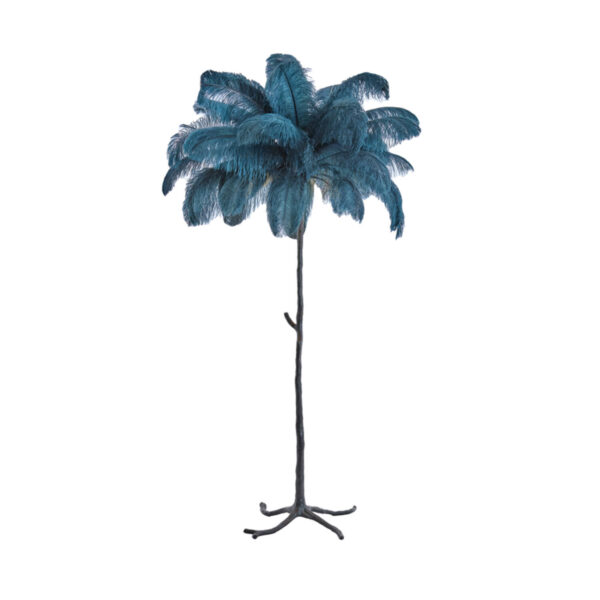 Blauwe veren vloerlamp Light & Living Feather - H 180 cm