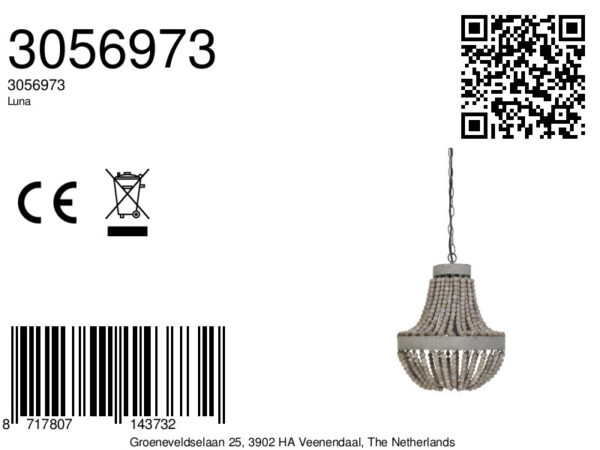 Naturel houten kralen hanglamp Light & Living Luna - Ø 35,5 cm - Image 10