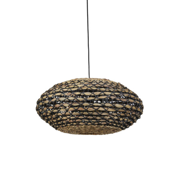 Zwart gevlochten rieten hanglamp Light & Living Tripoli - Ø 60 cm