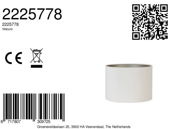 Stoffen lampenkap wit cilindervormig Light & Living Velours - Ø 25 cm - Image 9