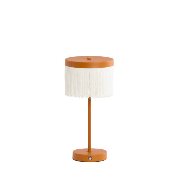 Vintage oranje tafellamp met franjes Light & Living Diny - H 35 cm