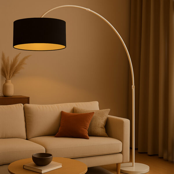 Beige staande booglamp met zwarte kap Steinhauer Sparkled Light - Image 3