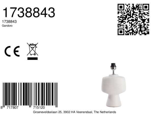 Design witte keramische lampenvoet Light & Living Gandoro - H 39 cm - Image 7