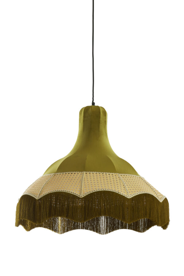 Groene fluwelen hanglamp met franjes Light & Living Mizia - Ø 60 cm - Image 2
