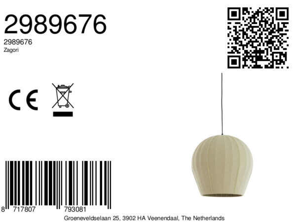 Beige ovale stoffen hanglamp Light & Living Zagori - Ø 44 cm - Image 6