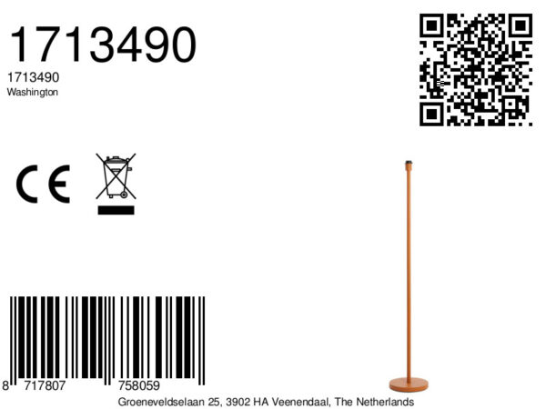 Oranje minimalistische lampenvoet Light & Living Washington - H 148,5 cm - Image 6