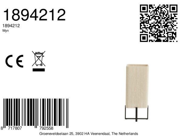 Beige vierkante schemerlampje stof Light & Living Wyn - H 50,5 cm - Image 6