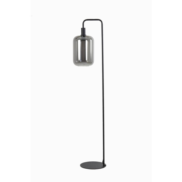 Zwarte rookglazen vloerlamp Light & Living Lekar - H 155 cm