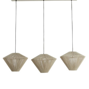 Alternative view of Driedelige hanglamp met beige draadkappen Light & Living Felida - B 120 cm