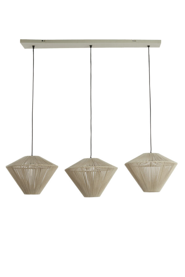 Driedelige hanglamp met beige draadkappen Light & Living Felida - B 120 cm - Image 2