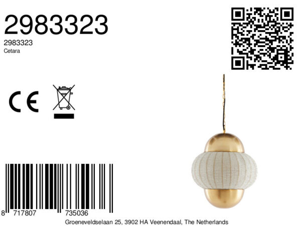 Gouden hanglamp met stoffen kap Light & Living Cetara - Ø 33 cm - Image 8