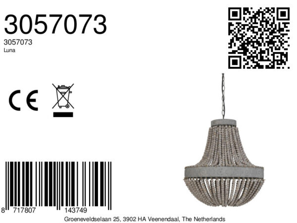 Houten kralen kroonluchter hanglamp Light & Living Luna - Ø 51 cm - Image 10