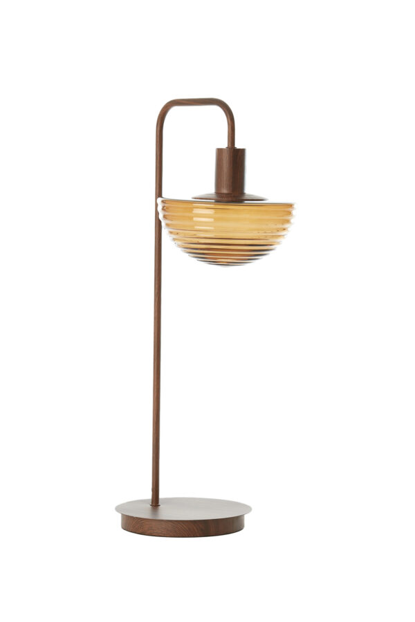Vintage tafellamp met ambeurkleurig glas Light & Living Baylie - H 61 cm - Image 3