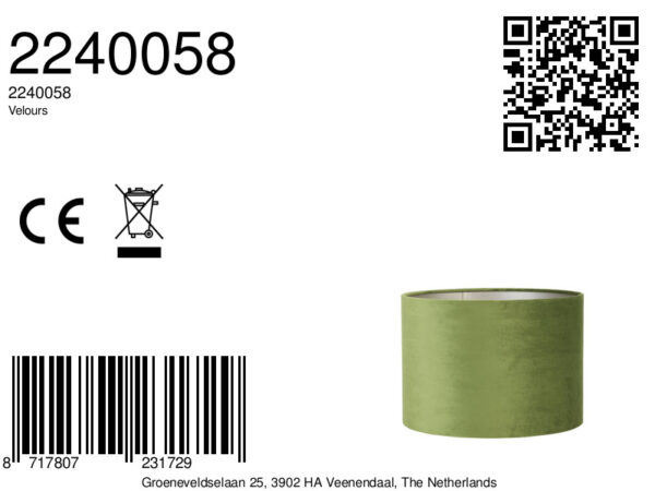 Cilindervormige lampenkap in het groen Light & Living Velours - Ø 40 cm - Image 6