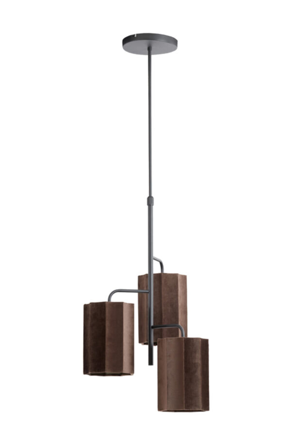 Fluwelen bruine hanglamp Light & Living Edisa - B 48 cm - Image 2