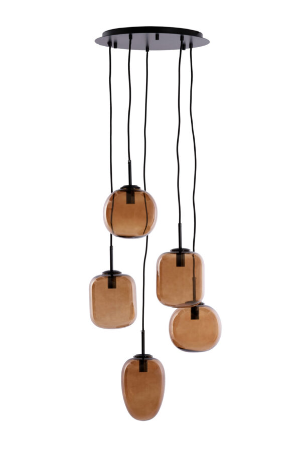 Cluster hanglamp met bruine glazen bollen Light & Living Mezza - B 45 cm - Image 2