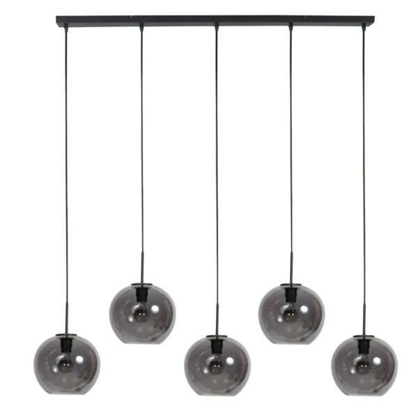 Langwerpige hanglamp met 5 ronde smoke glazen Mexlite HaloSwap - Image 2