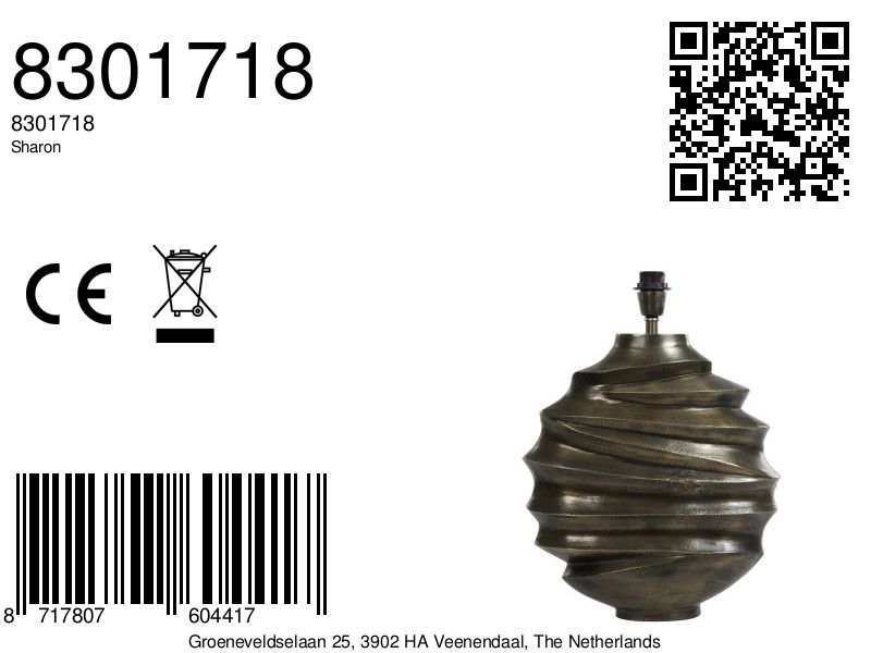 Tafellamp Light & Living Sharon in grijs-witte tint - Image 8