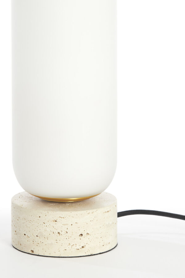 Cilindervormige witte lampenkap op marmeren voet & Living Rylano - H 35 cm - Image 4