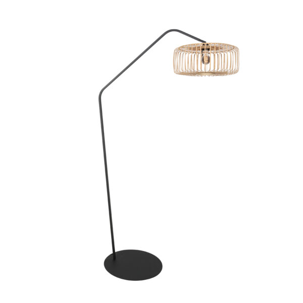 Zwarte booglamp met bamboe kap Anne Lighting ZigZag