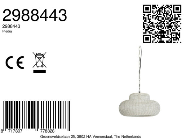 Wit gevlochten rieten hanglamp Light & Living Piedra - Ø 47 cm - Image 6