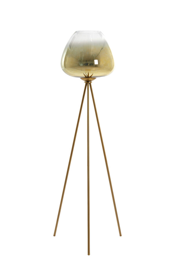 Zwarte vloerlamp driepoot goudkleurig glas Light & Living Mayson - H 146 cm - Image 2