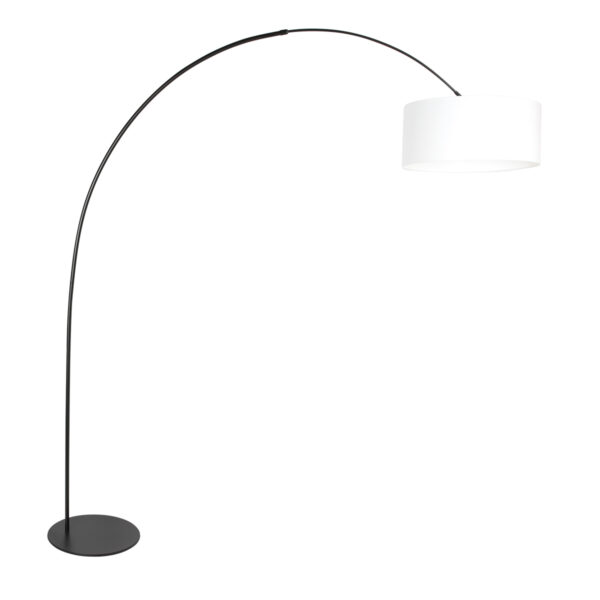 Traditionele booglamp zwart met witte kap Anne Lighting Curve