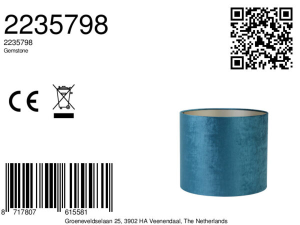 Blauwe cilindervormige lampenkap voor stijl Light & Living Gemstone - Ø 35 cm - Image 7