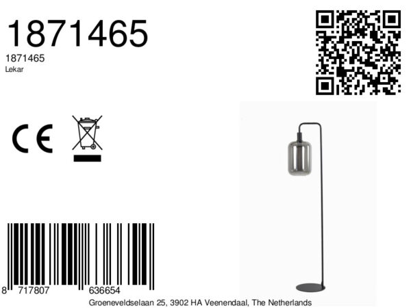 Zwarte rookglazen vloerlamp Light & Living Lekar - H 155 cm - Image 8