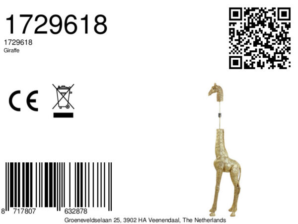 Grote goudkleurige giraffelamp Light & Living Giraffe - H 184 cm - Image 9