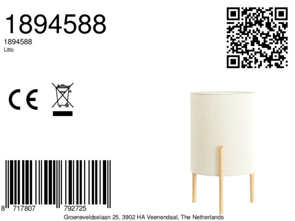 Beige stoffen cilindervormige tafellamp Light & Living Litto - H 58 cm - Image 7