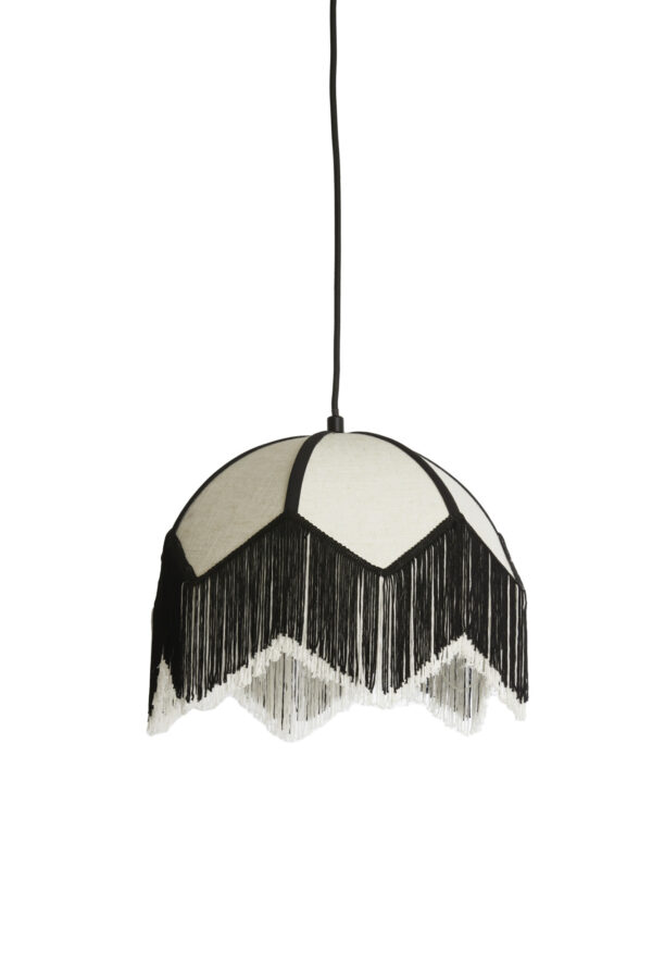 Zwart-witte hanglamp met franje-afwerking Light & Living Sulina - Ø 35 cm - Image 2